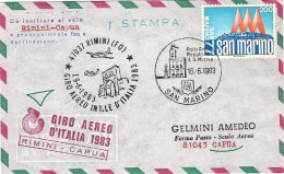 1983-San Marino Aerogramma Volo Postale Rimini Capua Dispaccio Aereo Straordinar - Poste Aérienne