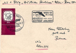 1958-Germania DDR I^volo AUA 2 Vienna Roma Del 28 Giugno - Lettres & Documents