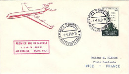 1959-volo Speciale Per Aereo A Reazione Caravelle Dell'air France Roma Nizza Del - Airmail
