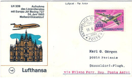 1965-San Marino Aerogramma I^volo Lufthansa Milano-Dusseldorf Del 24 Giugno (bus - Poste Aérienne