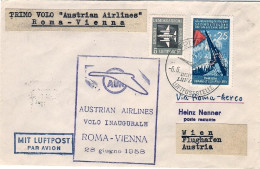 1958-Germania DDR Cat.Pellegrini N.867 Euro 90, I^volo AUA Roma-Vienna (10 Pezzi - Covers & Documents