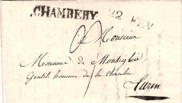 1826-France Francia Lettera Con Testo Diretta A Torino Bollo Lineare "Chambery"  - Ohne Zuordnung