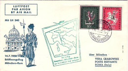 1958-Germania I^volo Lufthansa Monaco Roma Del 14 Luglio (300 Pezzi Trasportati) - Lettres & Documents