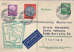 1958-Germania Berlino I^volo Lufthansa Monaco Roma Del 14 Luglio - Storia Postale