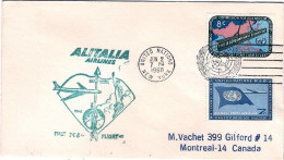 1960-ONU Cachet Verde Alitalia I^volo DC8 New York Roma Del 2 Giugno,50 Pezzi Tr - Poste Aérienne