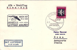 1958-Germania DDR I^volo AUA 1 Vienna Roma Del 28 Giugno - Storia Postale