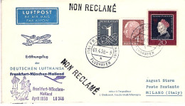 1959-Germania I^volo Lufthansa LH 346 Francoforte Milano Del 1 Aprile - Storia Postale