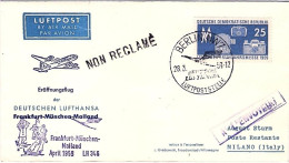 1959-DDR Germania Dell'Est I^volo Lufthansa LH 346 Francoforte Milano Del 1 Apri - Storia Postale