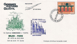 1984-giornate Di Studio Olivetti I^volo Concorde Milano Parigi Del 20 Maggio Con - Airmail