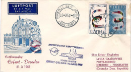 1958-I^volo Lufthansa Severikirche Erfurt Dresden Del 31 Marzo - Airmail