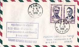 1959-France Francia Cat.Pellegrini N.948 Euro 70, I^volo Air France Parigi Milan - 1921-1960: Modern Period