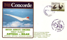 1985-Antigua I^volo Concorde Antigua Milano Del 11 Maggio - Antigua Und Barbuda (1981-...)