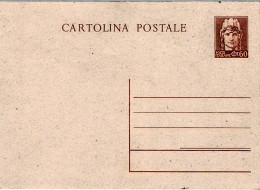 1945-cartolina Postale Nuova 60c. Arancio Turrita Senza Stemma - Entiers Postaux