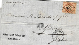 1864-France Francia Lettera Affrancata 40c. Napoleone III^manoscritto Par Vapeur - 1863-1870 Napoleon III With Laurels