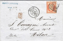 1863-France Francia Lettera Diretta In Italia Affrancata 40c. Napoleone III - 1863-1870 Napoleon III Gelauwerd