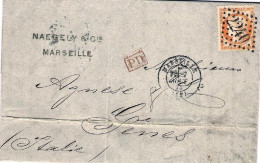 1873-France Francia Piego Con Testo Affrancato 40c.Ceres Diretto In Italia - 1871-1875 Ceres