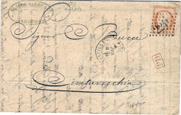 1875-France Francia Piego Con Testo Affrancato 40c.Ceres Diretto In Italia - 1871-1875 Cérès