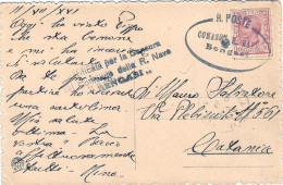 1921-annullo Ovale R.Poste Comando R.Nave Bengasi E Bollo Di Censura Su Cartolin - Marcophilie