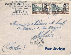 1954-Africa Occidentale Francese Lettera Diretta In Italia Affrancata Coppia Fr. - Storia Postale