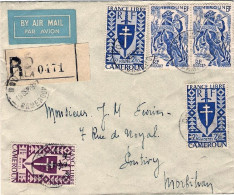 1947-Camerun Lettera Raccomandata Diretta In Francia Affrancata Con Cinque Comme - 1921-1960: Modern Period