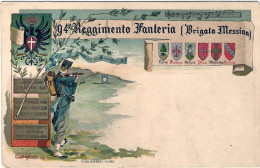 1904-cartolina Reggimentale Nuova "94^ Reggimento Fanteria (brigata Messina)" - Patriotic
