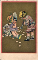 1934-cartolina Illustrata "bimbi Con Trombetta E Cane" Viaggiata - Scènes & Paysages