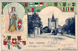 1904-Svizzera Cartolina Illustrata "Basel Spalenthor"diretta In Italia - Sonstige & Ohne Zuordnung