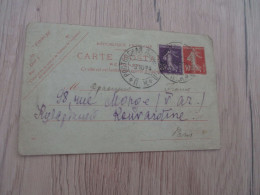 EntierFrance Carte Postle Semeuse Avec Complément Affranchissement Double Cachet Russe En Oblitération??? 1924 - Standard Postcards & Stamped On Demand (before 1995)