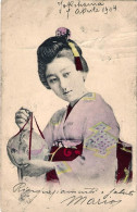 1904-Giappone Japan Cartolina Colorata A Mano, "Geisha" - Autres & Non Classés