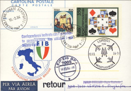 1984-cartolina Postale L.350 Tornei Internazionali Di Bridge Volo Da Milano Inol - Poste Aérienne