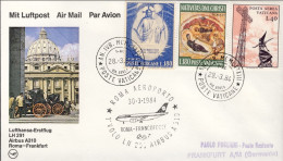 Vaticano-1984  I^volo Lufthansa LH 291 Roma Francoforte Del 30 Marzo - Posta Aerea