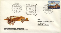 1984-Svizzera Edito Da Dopolavoro Ferroviario Domodossola Per La Prima Trasvolat - Eerste Vluchten