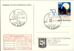 1992-San Marino Cartolina Illustrata Termine Attivita' Operativa G 91R Cachet Tr - Luchtpost