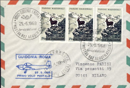 1968-con Annullo Prima Mostra Nazionale Aerofilatelica E Bollo I^volo Postale Gu - Poste Aérienne