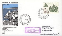 Vaticano-1992  Cartolina Illustrata Lufthansa I^volo LH 3603 Cagliari Monaco Del - Luftpost