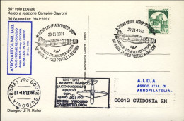 1991-cartolina Illustrata Per Il 50^ Anniversario I^volo Postale A Reazione Mila - Airmail