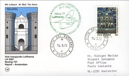 Vaticano-1992  Cartolina Illustrata Lufthansa I^volo LH 3587 Napoli Amsterdam De - Posta Aerea