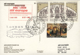 Vaticano-1990 International Stamp Exhibition London Bollo Air Europe Volo Specia - Luchtpost