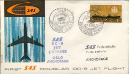 1960-Norvegia I^volo SAS Oslo Anchorage (Alaska) First Regular Polar Jet Flight  - Storia Postale