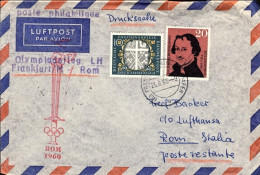 1960-Germania Volo Speciale Olimpico Lufthansa Francoforte Roma Per La 17^ Olimp - Storia Postale