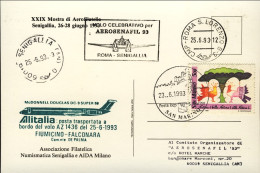 1993-San Marino Aerogramma Cartolina Ricordo XXIX Mostra Di Aerofilatelia Seniga - Posta Aerea