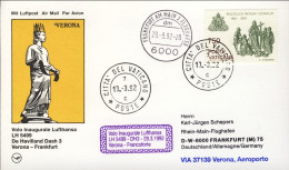 Vaticano-1992  Lufthansa I^volo Boeing 737 Verona Francoforte - Poste Aérienne