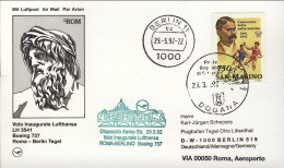 1992-San Marino Cartolina I^volo Lufthansa Boeing 737 Roma Berlino - Posta Aerea