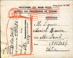 1945-cartolina Prisoner Of War Post Da Campo Di Concentramento Inglese E Bollo D - Marcofilie