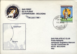 1996-Danimarca Cinquantenario SAS I^volo Con DC9 Copenhagen Bologna - Poste Aérienne