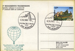 1995-San Marino Cartolina 3^ Reggimento Trasmissioni Ascensione Aerostatica Cele - Régiments