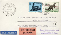 1969-San Marino Aerogramma Cat.Pellegrini N.2144 Euro 50, Aerogr. 21 Giro Aereo  - Airmail