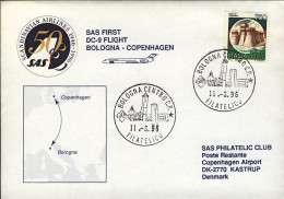 1985-I^volo SAS Con DC 9 Bologna Copenhagen Del 11 Marzo - Poste Aérienne