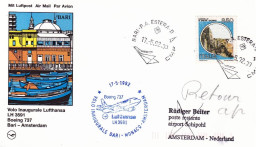 1992-cartolina Ufficiale I^volo Lufthansa Boeing 737 LH 3591 Bari Amsterdam Del  - Poste Aérienne