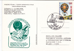 1989-San Marino Aerogramma Cartolina Illustrata Del Primo Gruppo Aerostatico D'I - Poste Aérienne
